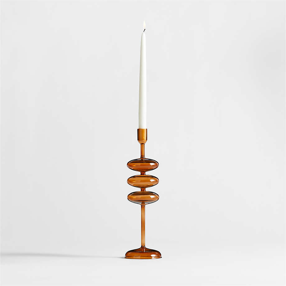 Amber Brown Glass Candle Holder