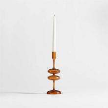 Load image into Gallery viewer, Amber Brown Glass Candle Holder
