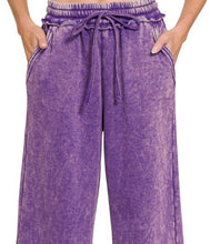 Load image into Gallery viewer, Acid Wash Fleece Palazzo Pant With Pockets
