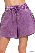Load image into Gallery viewer, Acid Wash Fleece Drawstring Shorts With Pockets

