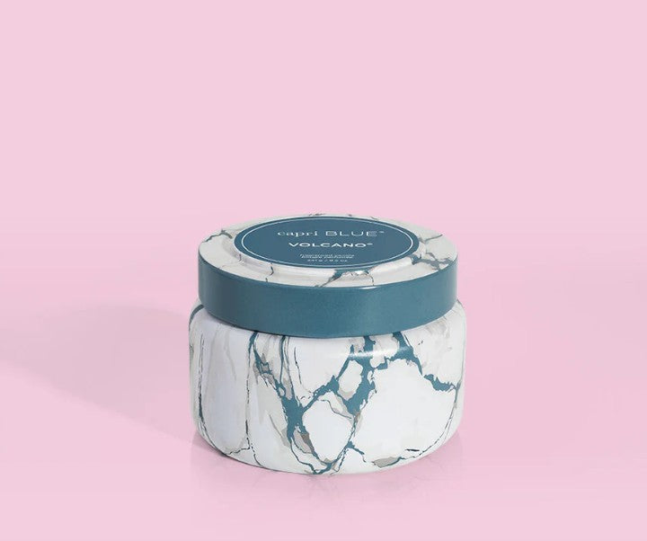 Volcano Modern Marble Printed Travel Tin Candle, 8.5 oz