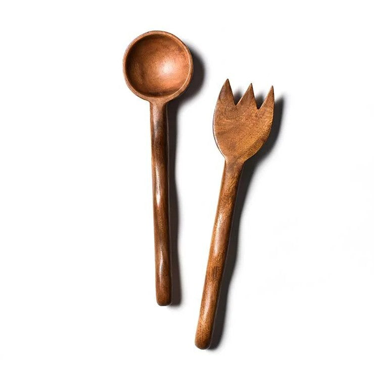 Fundamental Wood Ruffle Salad Server Set