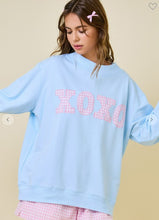 Load image into Gallery viewer, Mock Neck Sweatshirt W/gingham Xoxo Patch Applique
