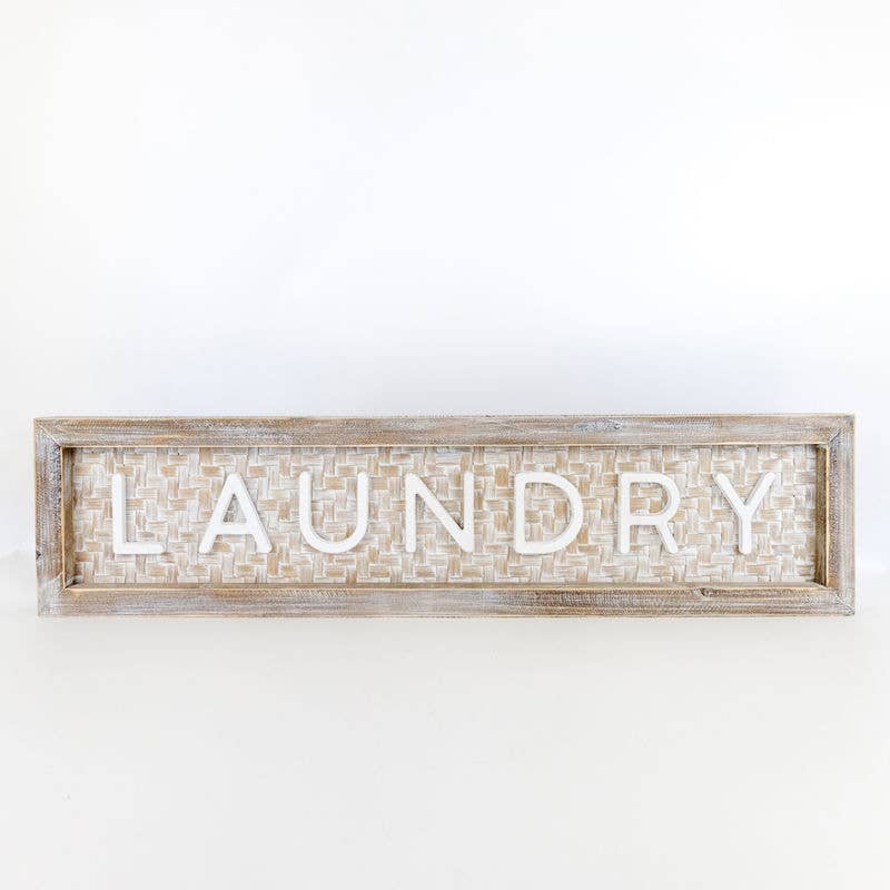 Laundry - Bamboo Framed Wooden Sign 37x9x2