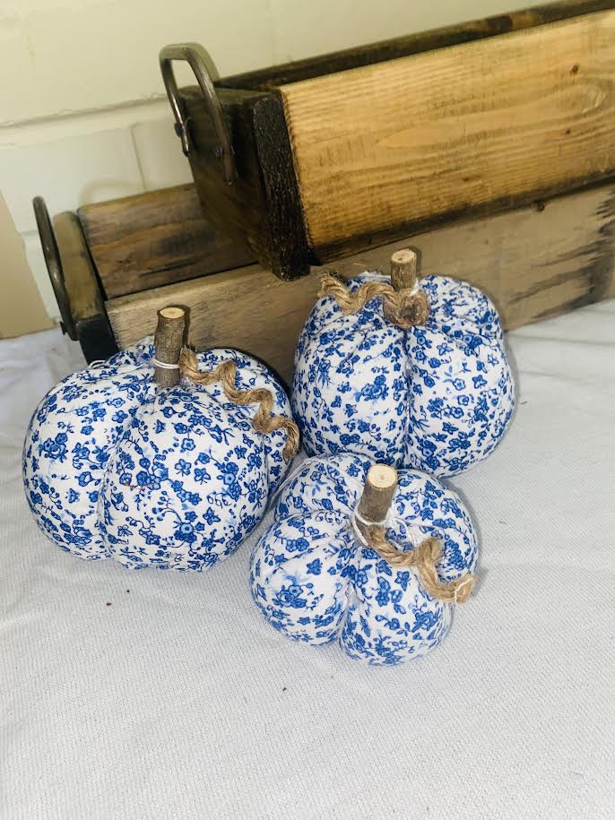 Blue Fabric Pumpkins