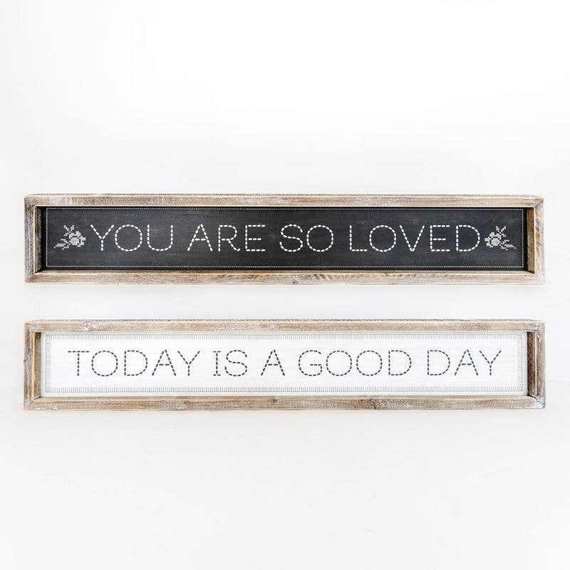 Good Day/Loved Reversible Wooden Sign 36x6x1.5
