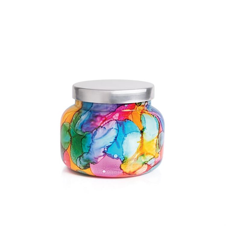 Capri Blue Volcano Rainbow Watercolor Jar Candle