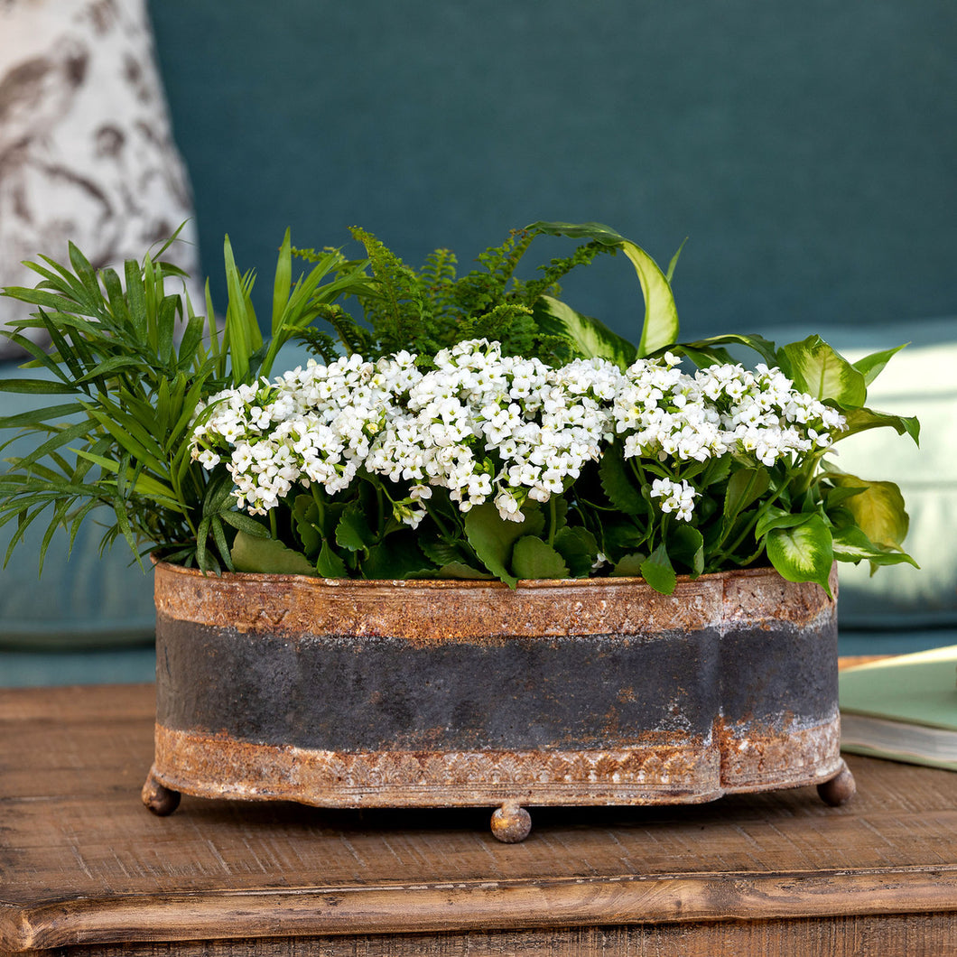 Aged Metal Mantel Planter