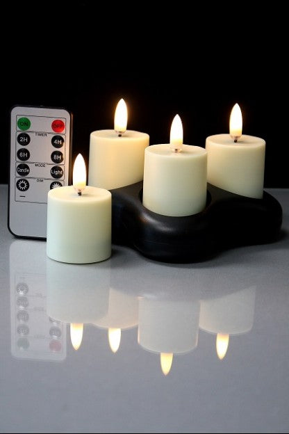 Set of Four Radiance Rechargeable Votives w/ Remote