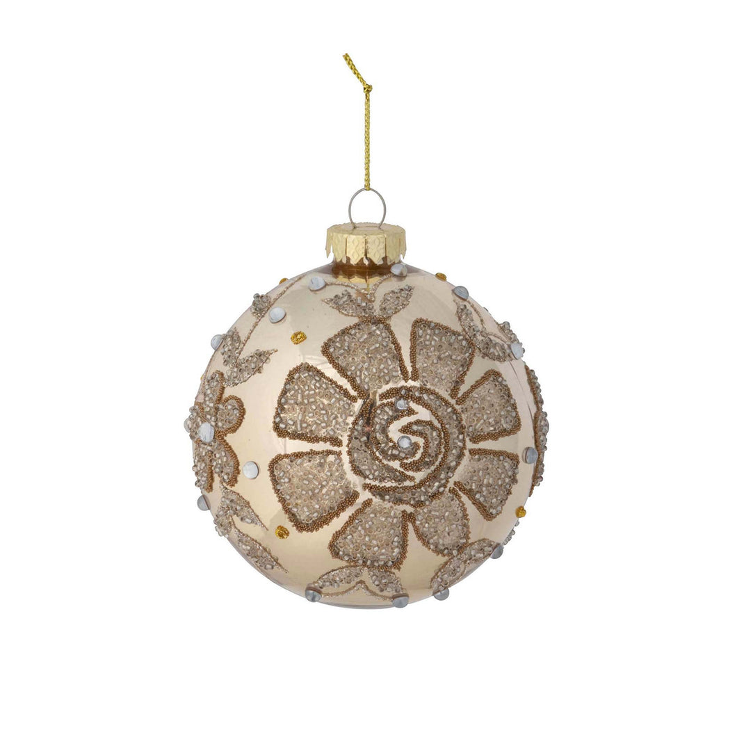 Gold Glitter Pattern Glass Ball Ornament