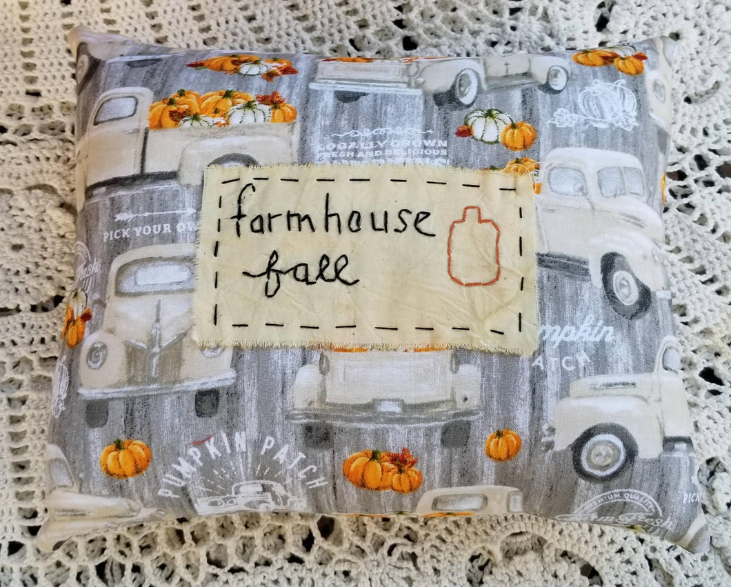 Farmhouse Fall - White Truck Handmade Pillow