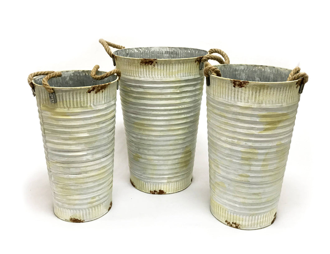 Corrugated Tin Flower Buckets