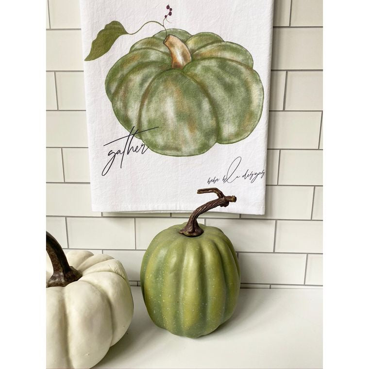 Green Heirloom Pumpkin Flour Sack Towel