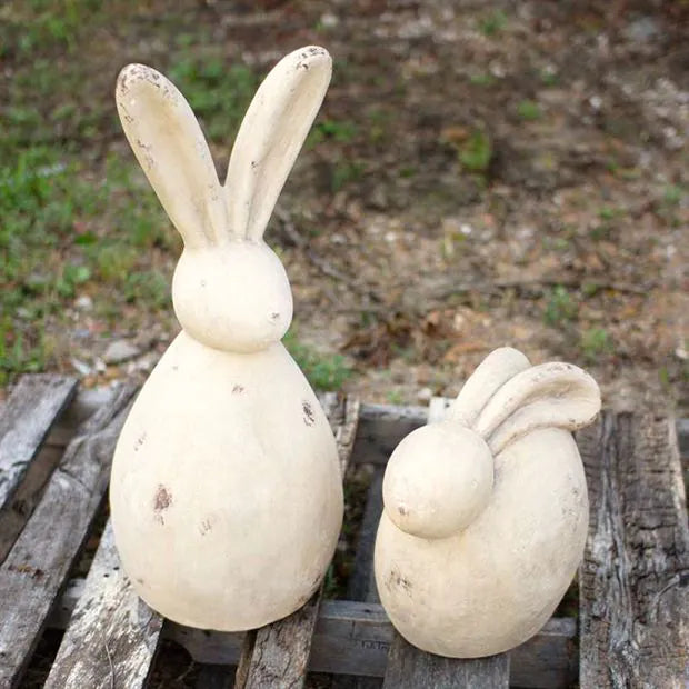 Set of 2 - RUSTIC CHIC SIMPLE BUNNY SCULPTURE